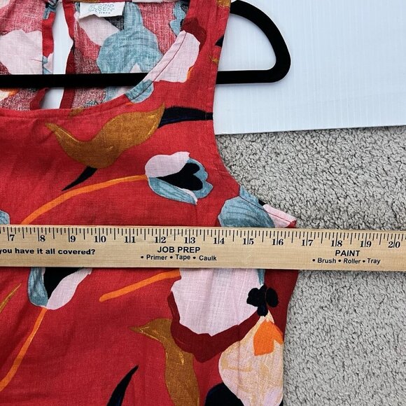 Sigrid Olsen Linen Trapeze Dress Orange Floral Tropical Island Vacation Beachy - Picture 8 of 8